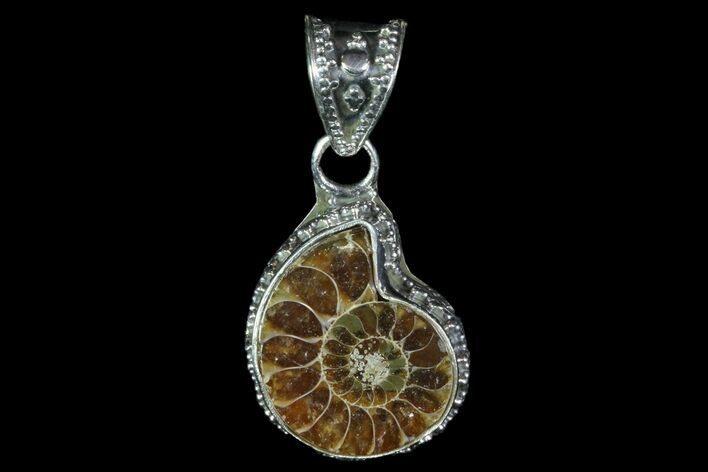 Ammonite Fossil Pendant - Sterling Silver #81623